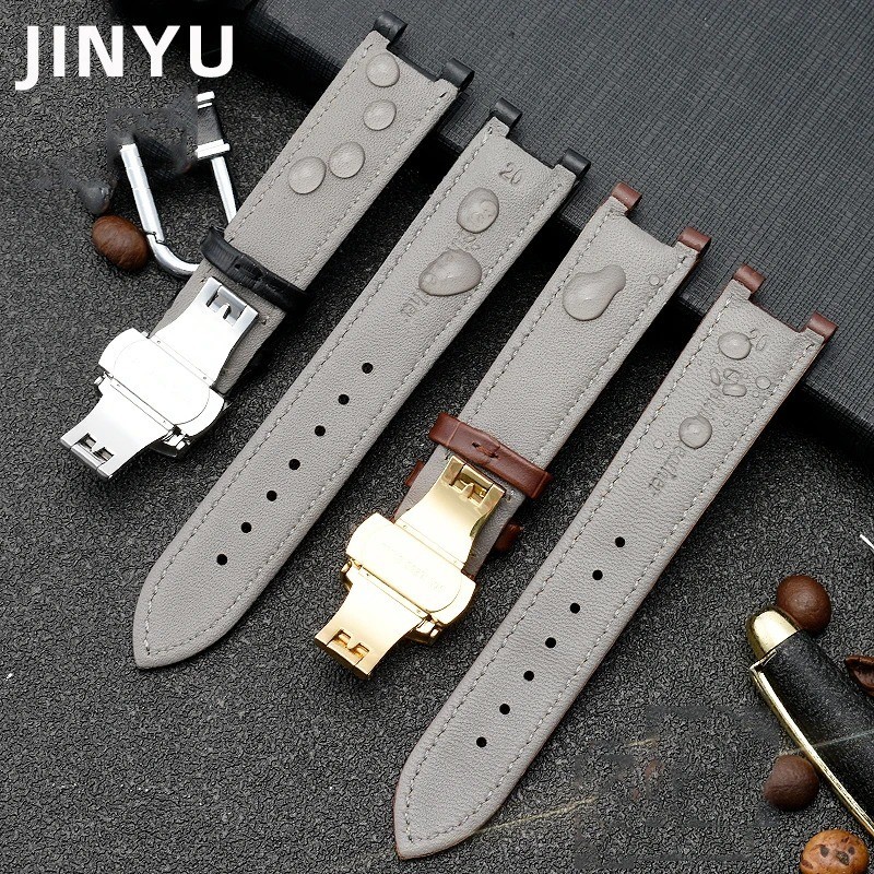 Genuine Leather Watch Strap Fit for Gc 22x13mm 20x11mm Notched Wristwatches Band