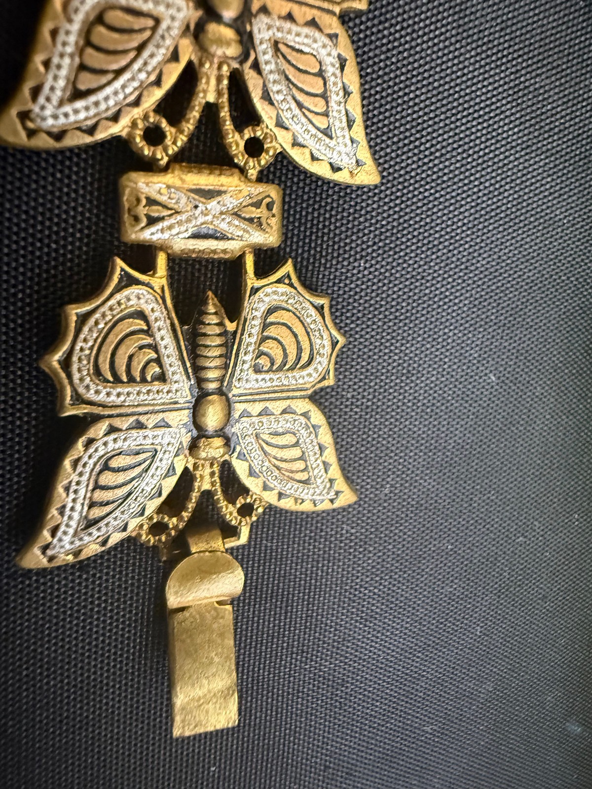 Vintage Articulated Butterfly Panel Bracelet Gold Silver Tone 7.5 Inch