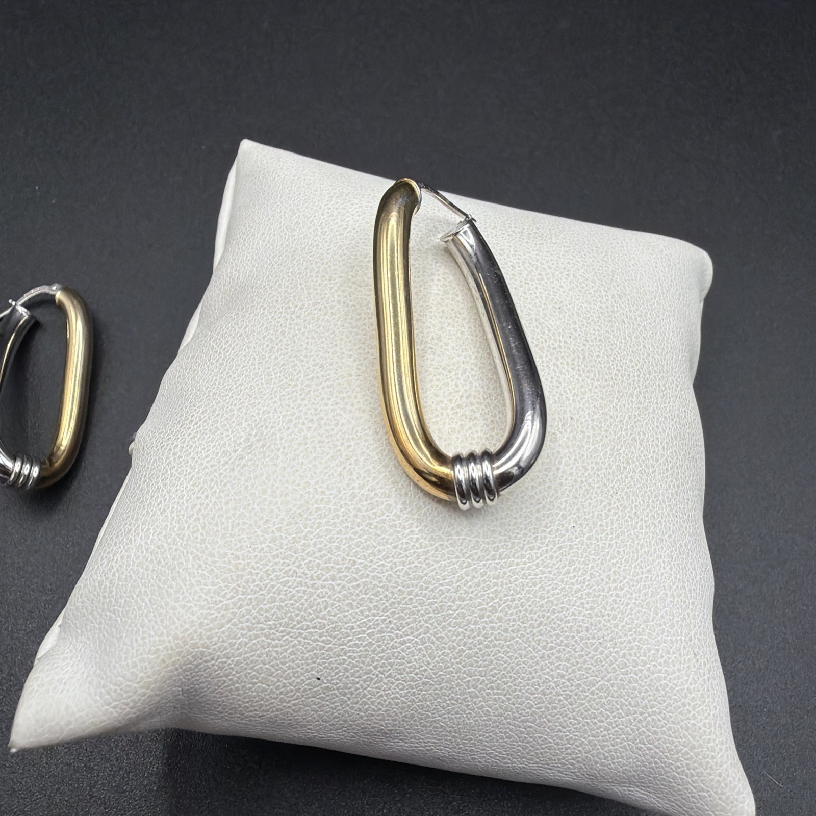 9ct Yellow And White Gold Twisted Creole Earrings