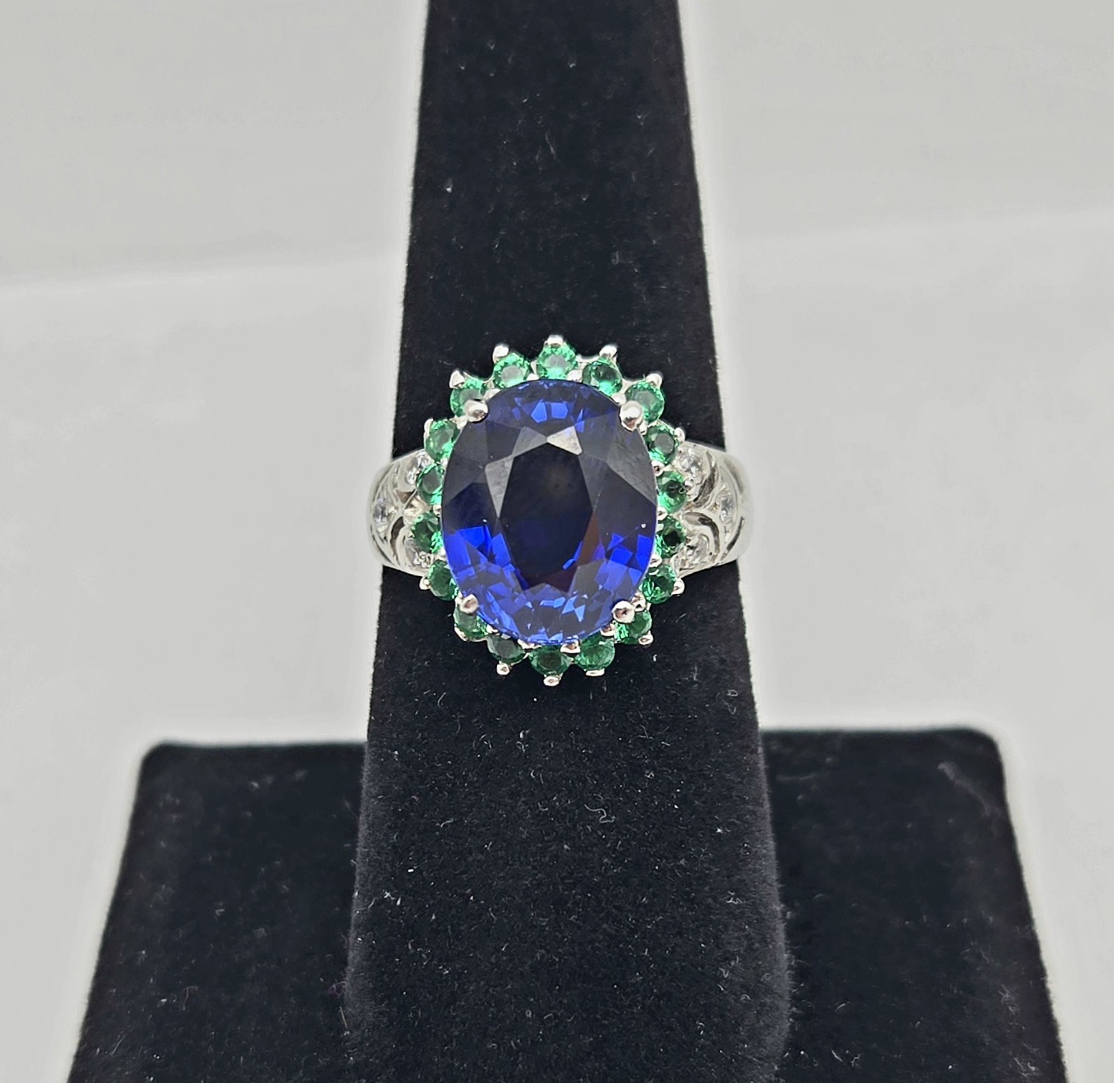 VTG Multi-Colored Gemstone Cocktail Halo Pave Stone Ring Size 7 – 5.0g