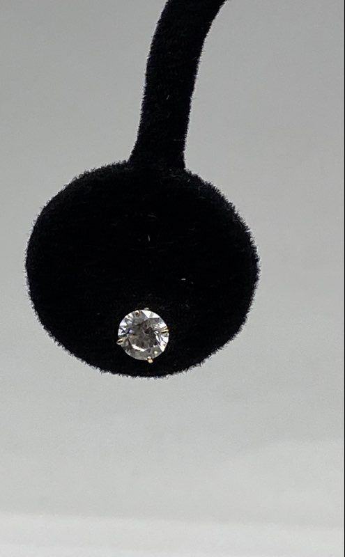 14k Yellow Gold Cubic Zirconia Solitaire Stud Earring 0.5g