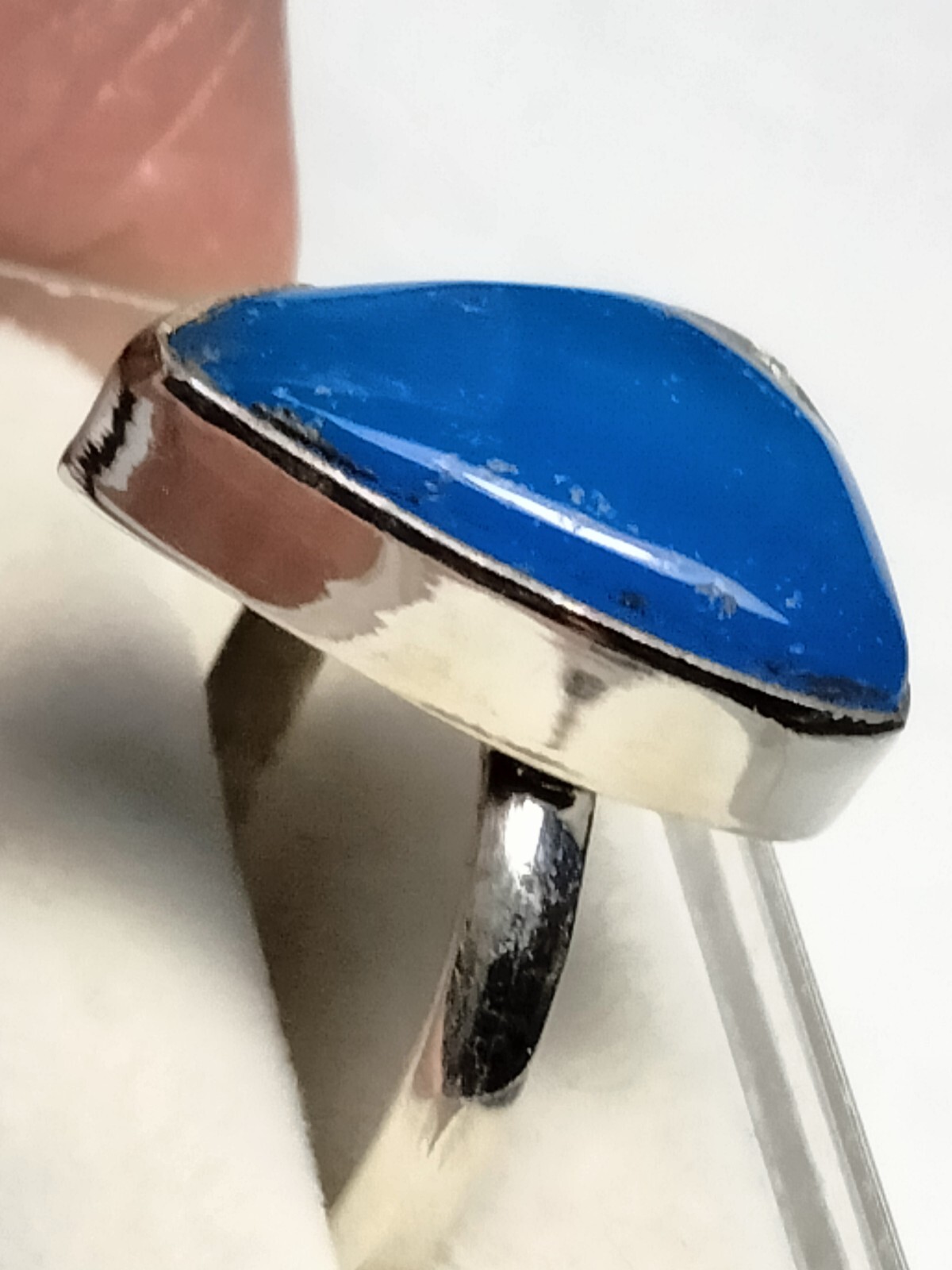 LUSCIOUS SEA BLUE CHALCEDONY IN STERLING SILVER.925 RING SIZE 8.75-9.0!