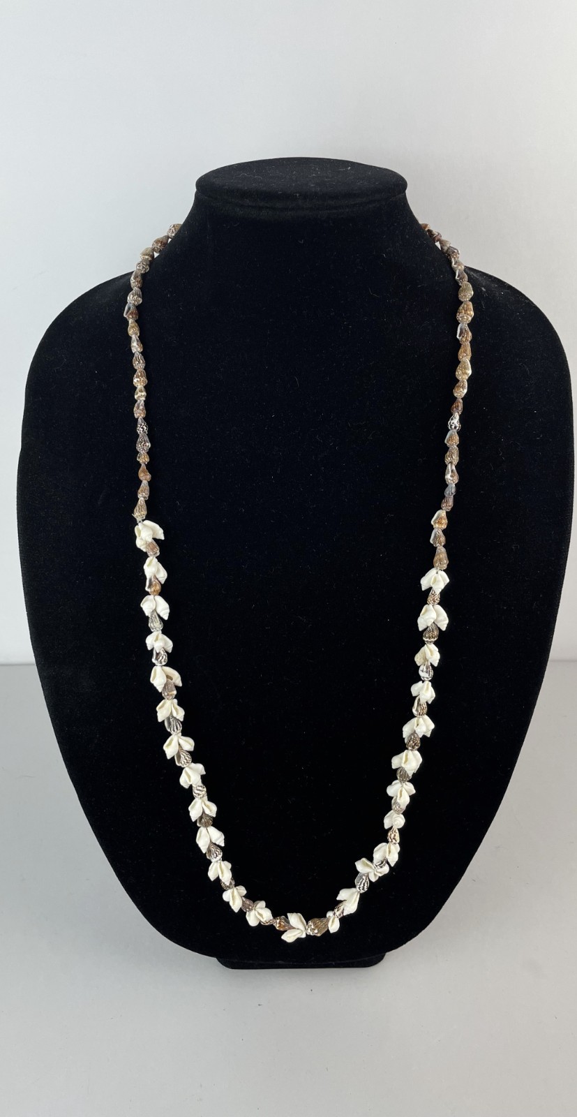 Vintage strand Cowrie Shell Necklace, 34″ long length 1990s-early 2000s UNISEX