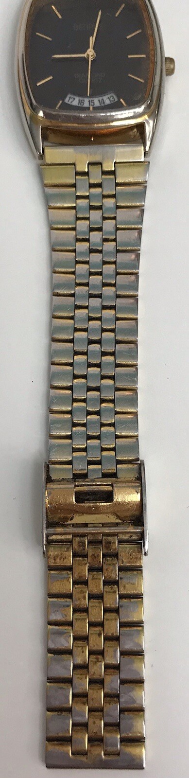 Vintage BENRUS Diamond Quartz Wristwatch Rectangle *Not Working*