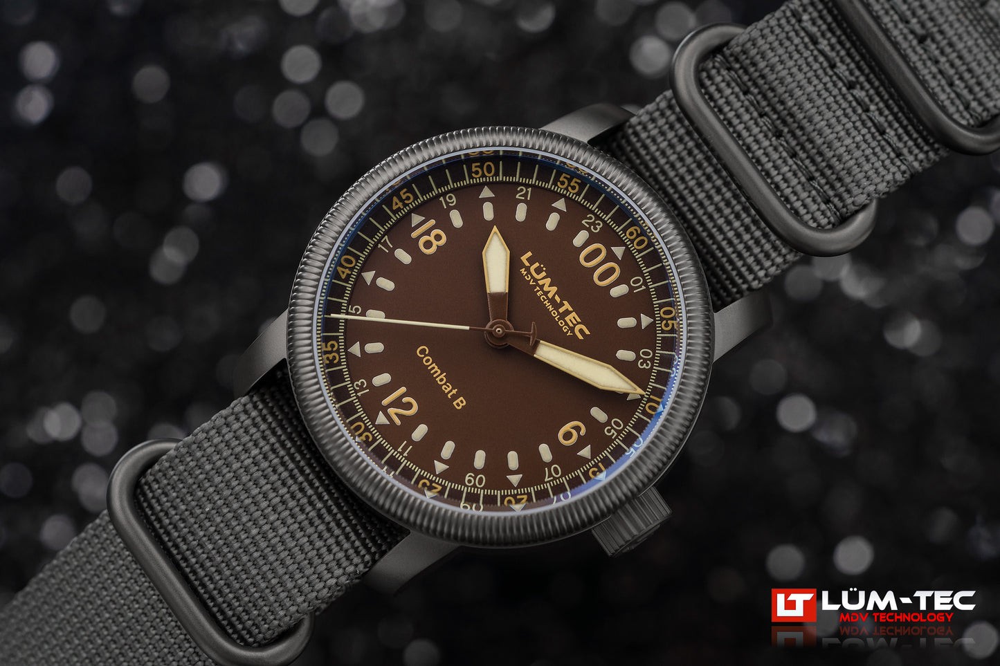 Lum-Tec Mens Watch Combat B60 24HR Automatic 43mm Brown Dial Miyota Japan 9075