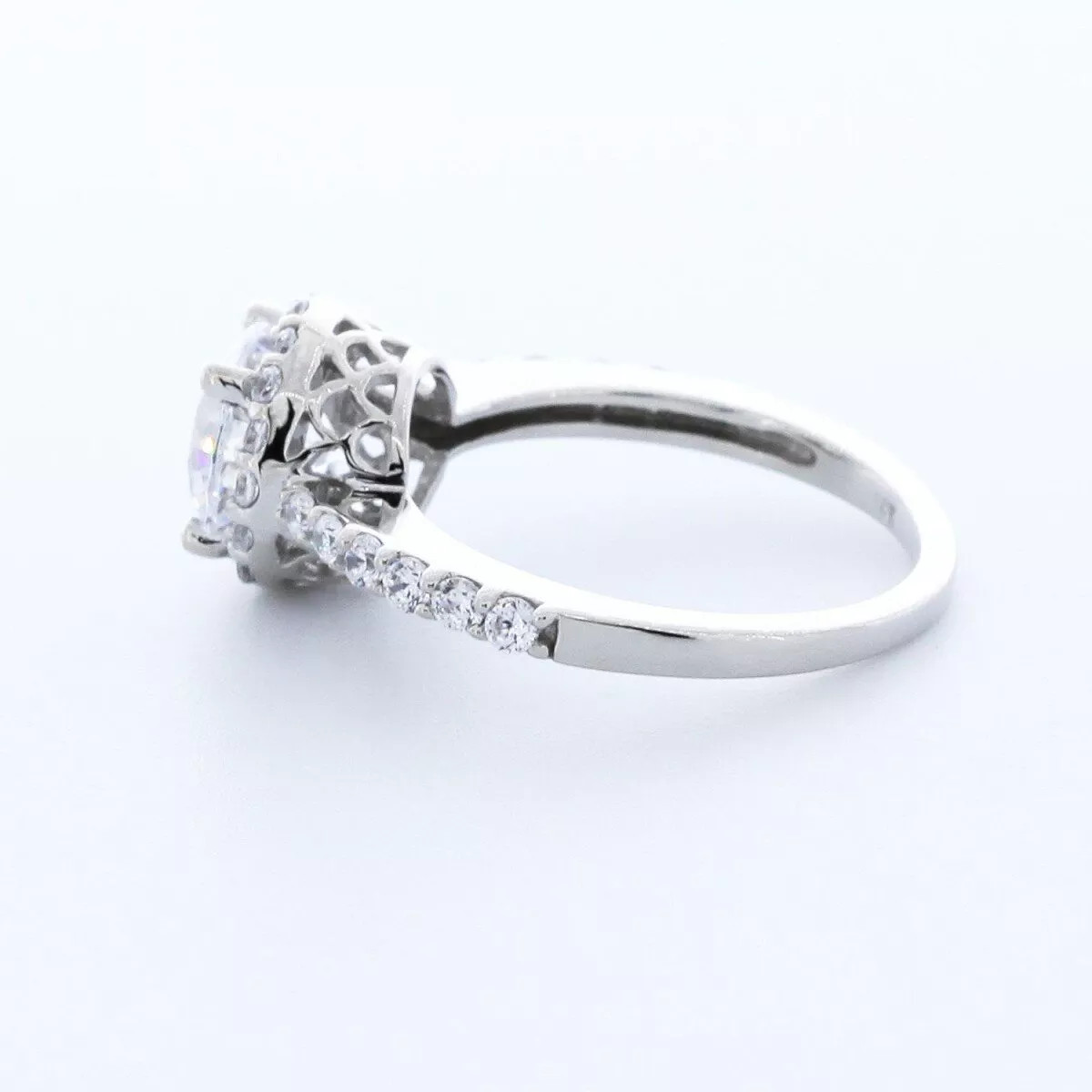 Side Stone Engagement Ring 14K Gold Halo 1.99 CT Round Lab-Grown Diamond F SI1