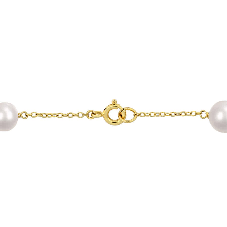 AMOUR 6.5-8.5 Mm Cultured Freshwater Pearl Station Bracelet In Yellow Plated