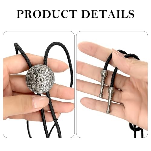 2 Packs Bolo Tie for Men – Vintage Western Cowboy Costume Flower Polo Tie
