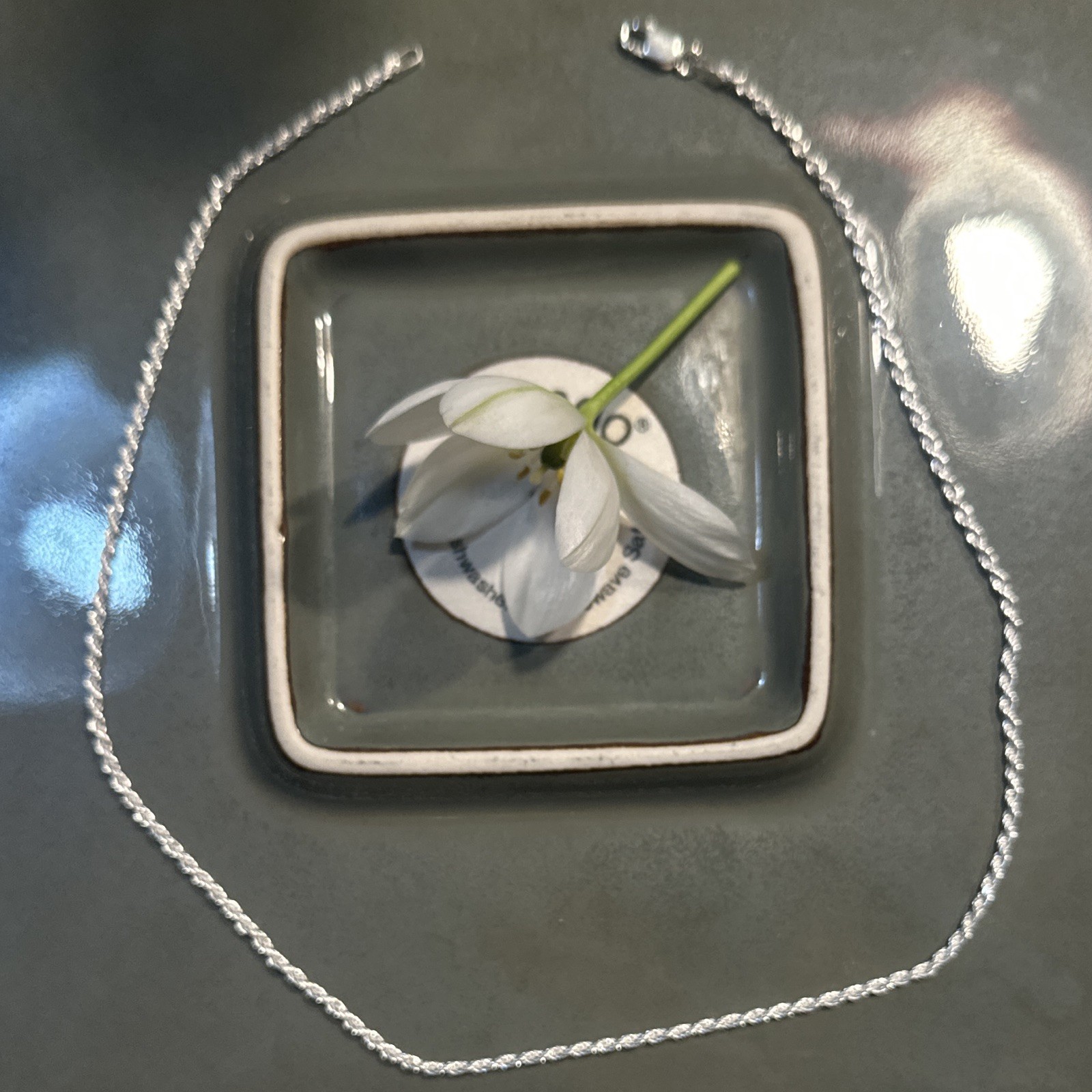 Sterling silver 16 inch Rope Chain Necklace, No Stone, Lobster Clasp Closure