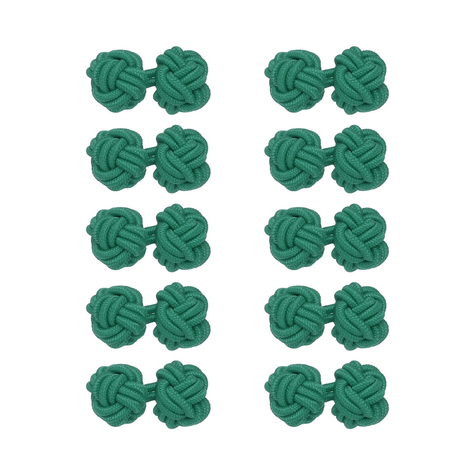 5 Pairs Silk Knot Cufflinks, Elastic Fabric Shirt Cufflinks, Deep Green