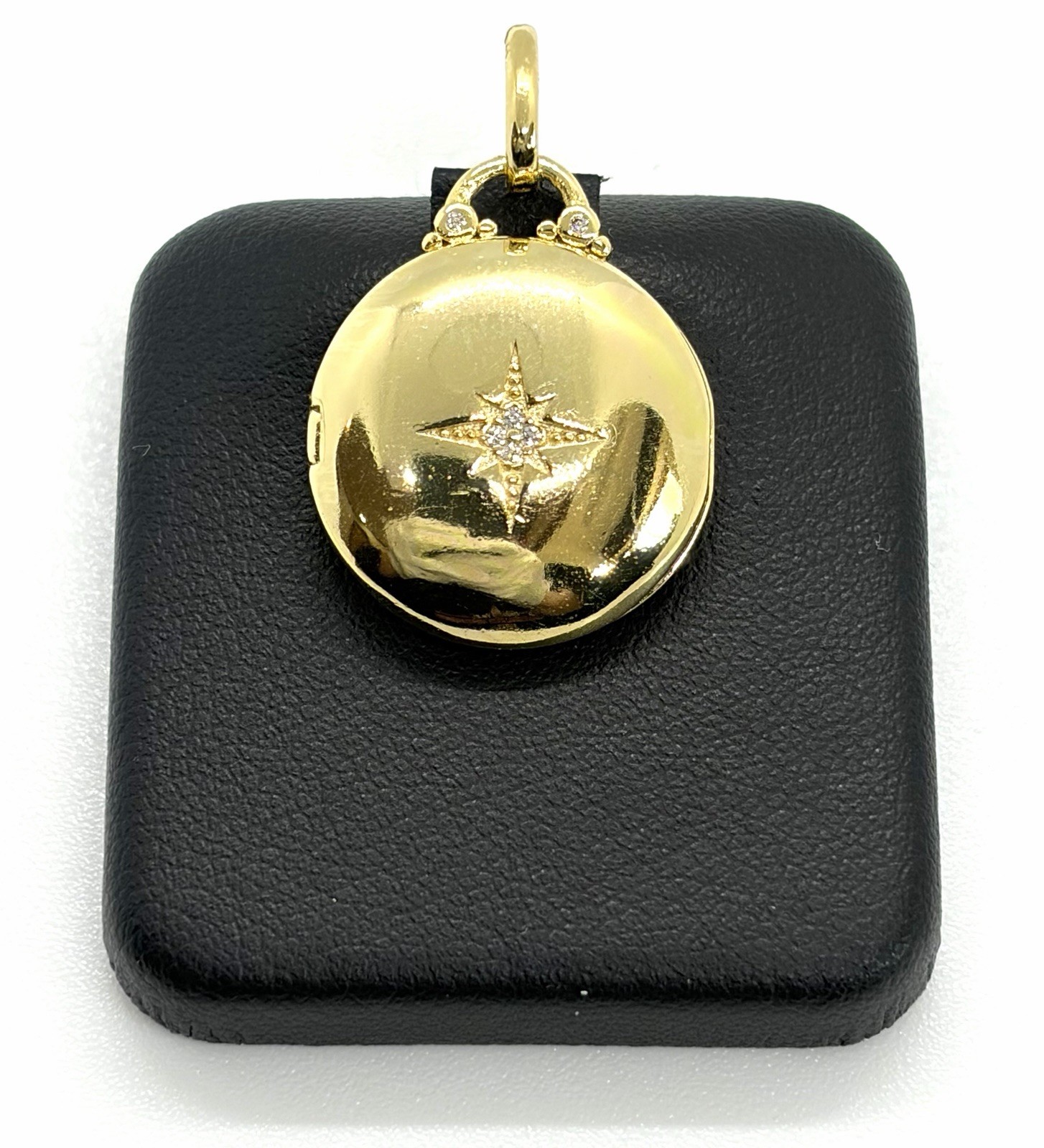Cook Islands Lion 24K Gold Coin 0.5g Locket Pendant Silver 925 Opening Star CZ