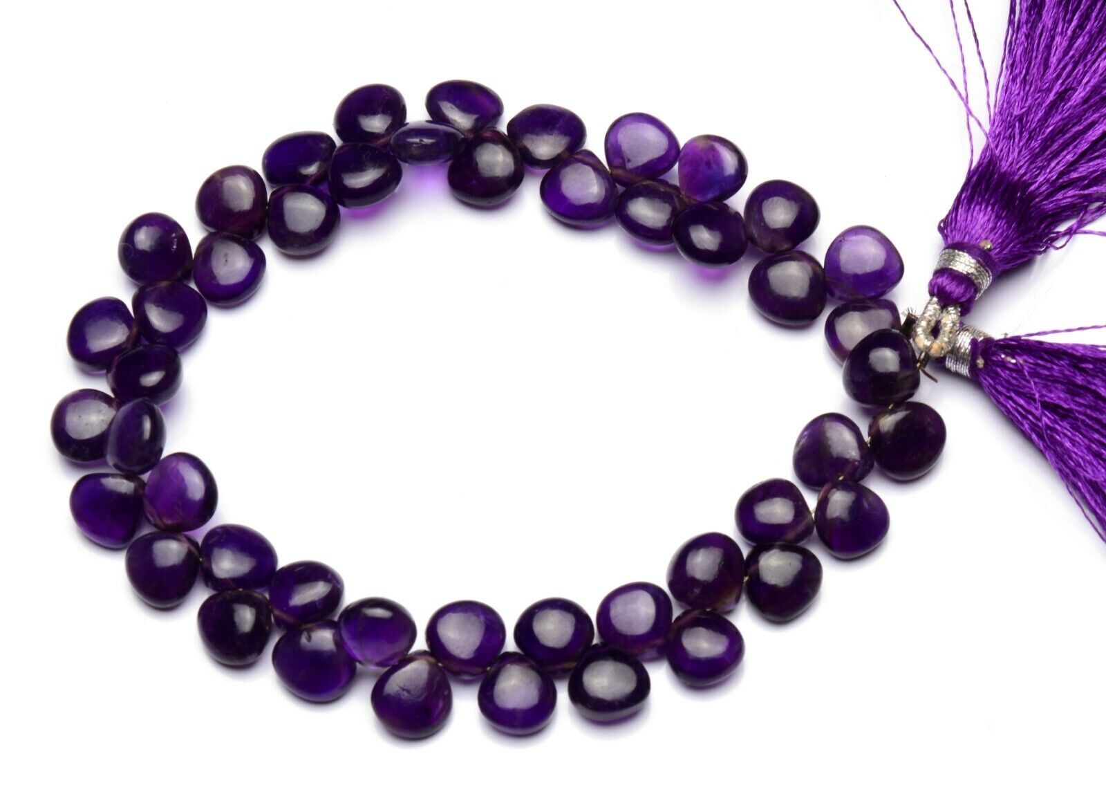 Natural Gem Purple Amethyst 8mm Approx. Size Smooth Heart Shape Beads 8.5″