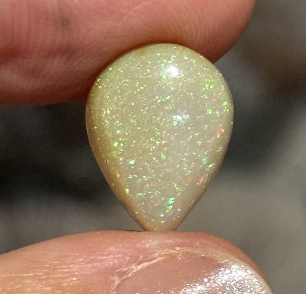 4.55ct 14.8×11.3x5mm Pin Fire Stardust Ethiopian Welo Opal Teardrop Cabochon
