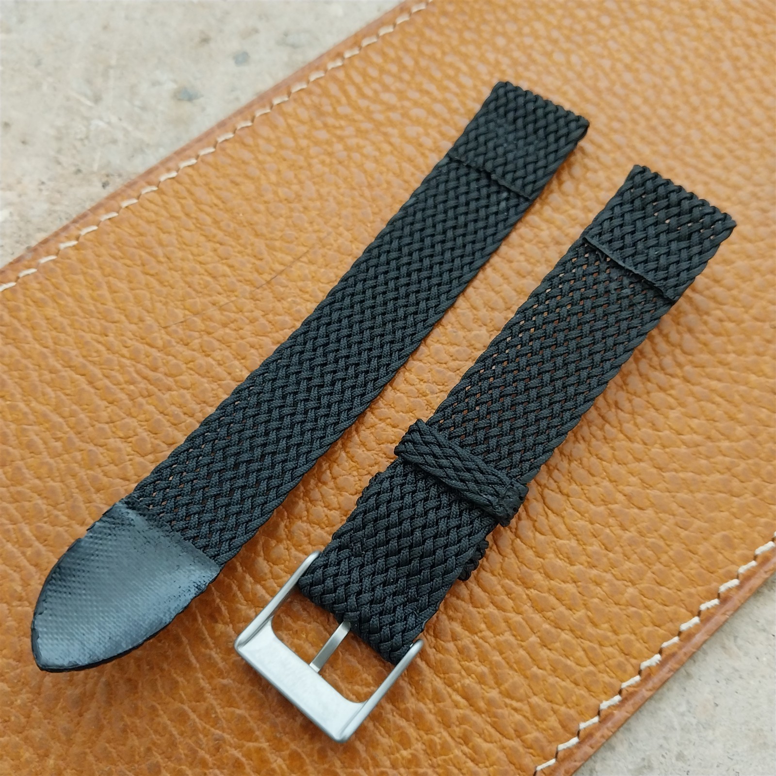 Vintage 16mm Braided Perlon 2-Piece Swiss 1960s Unused Field Watch Strap