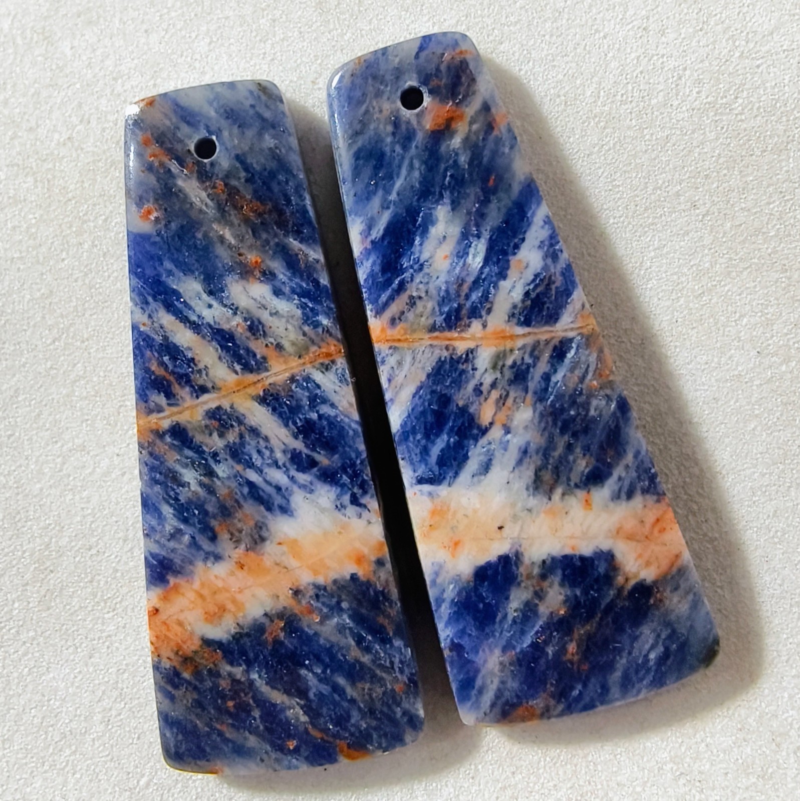 36 Cts Natural Sodalite Drilled Match Pair Cabochon Gemstone 35.6 X 14 MM