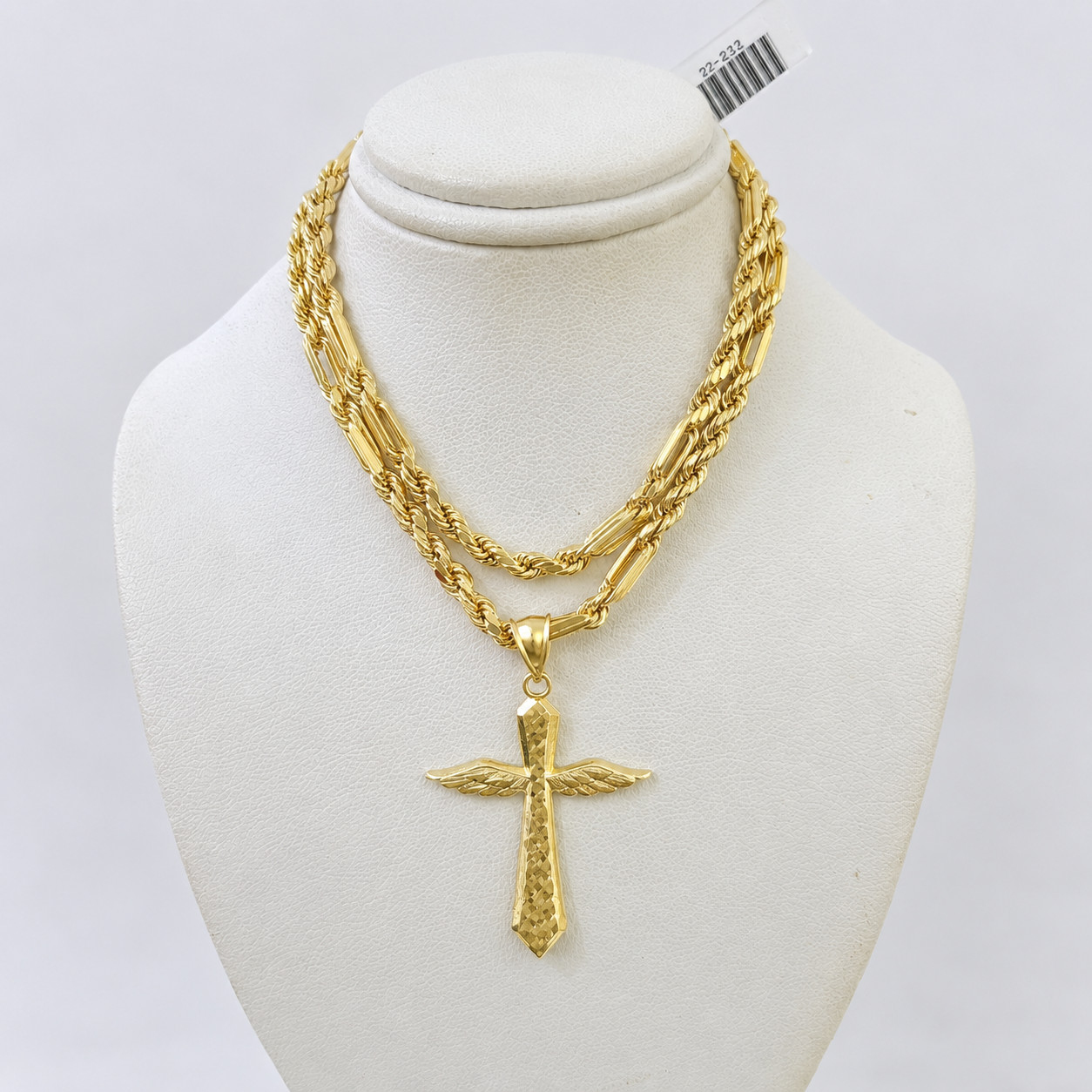 10k Gold Milano Rope Chain Angel Wings Charm Necklace SET 4mm 18″-28″ Pendant