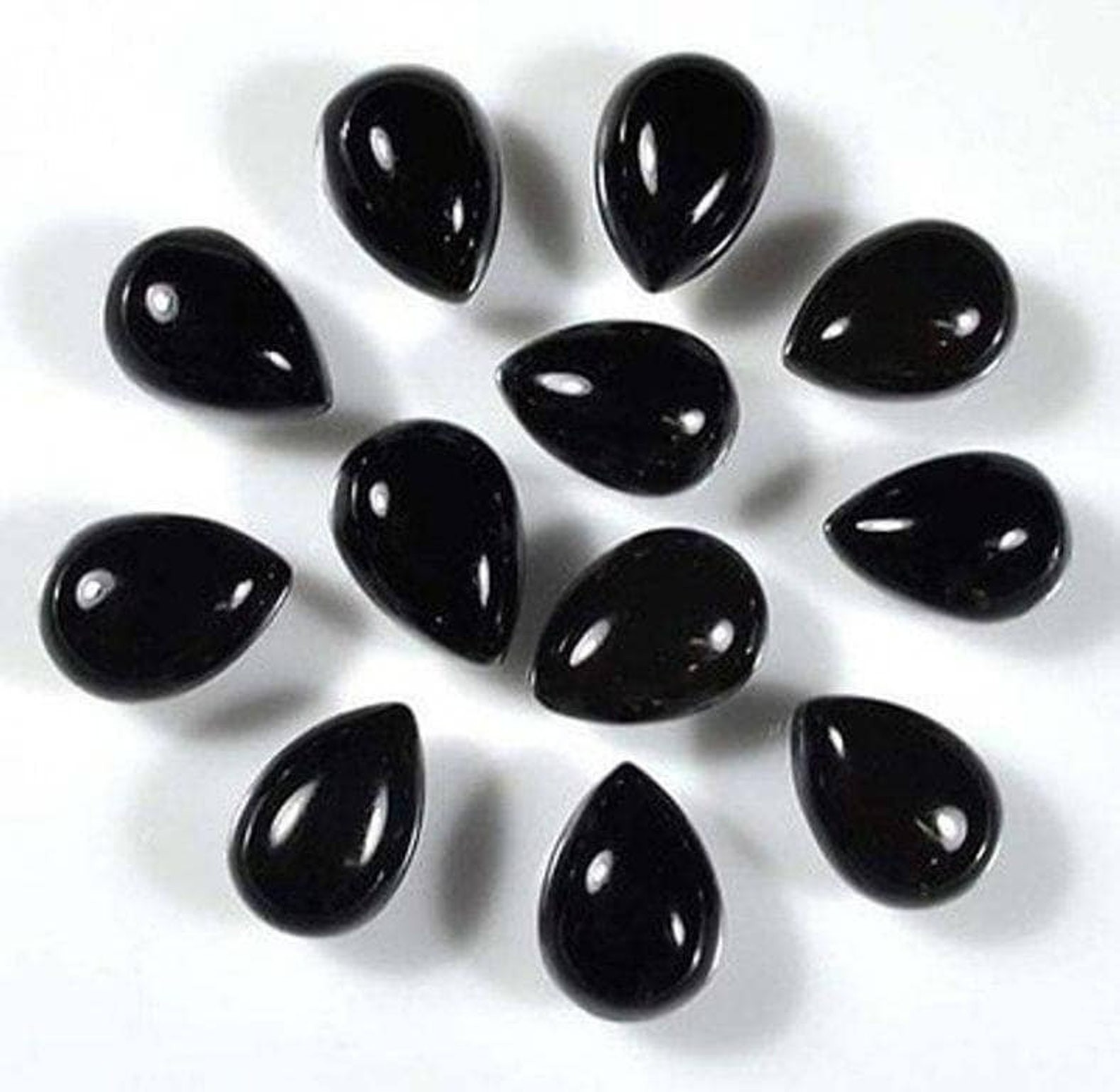 Natural Black Onyx Pear Cabochon 4x6mm AAA+ Loose Gemstone Lot