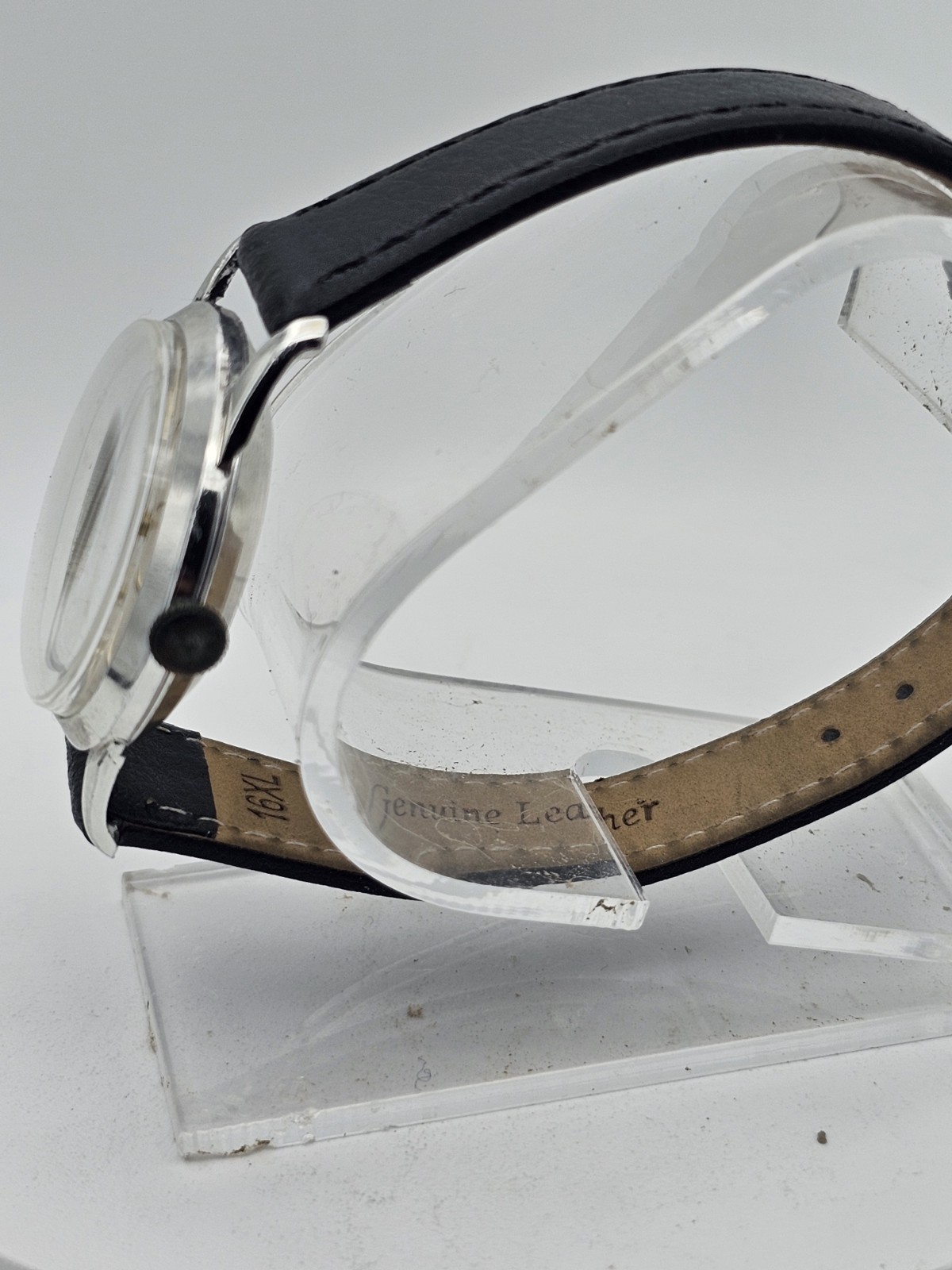 D’Arcy Swiss Made Aluminum Case Manual Wind 32mm Silver Dial Black Leather