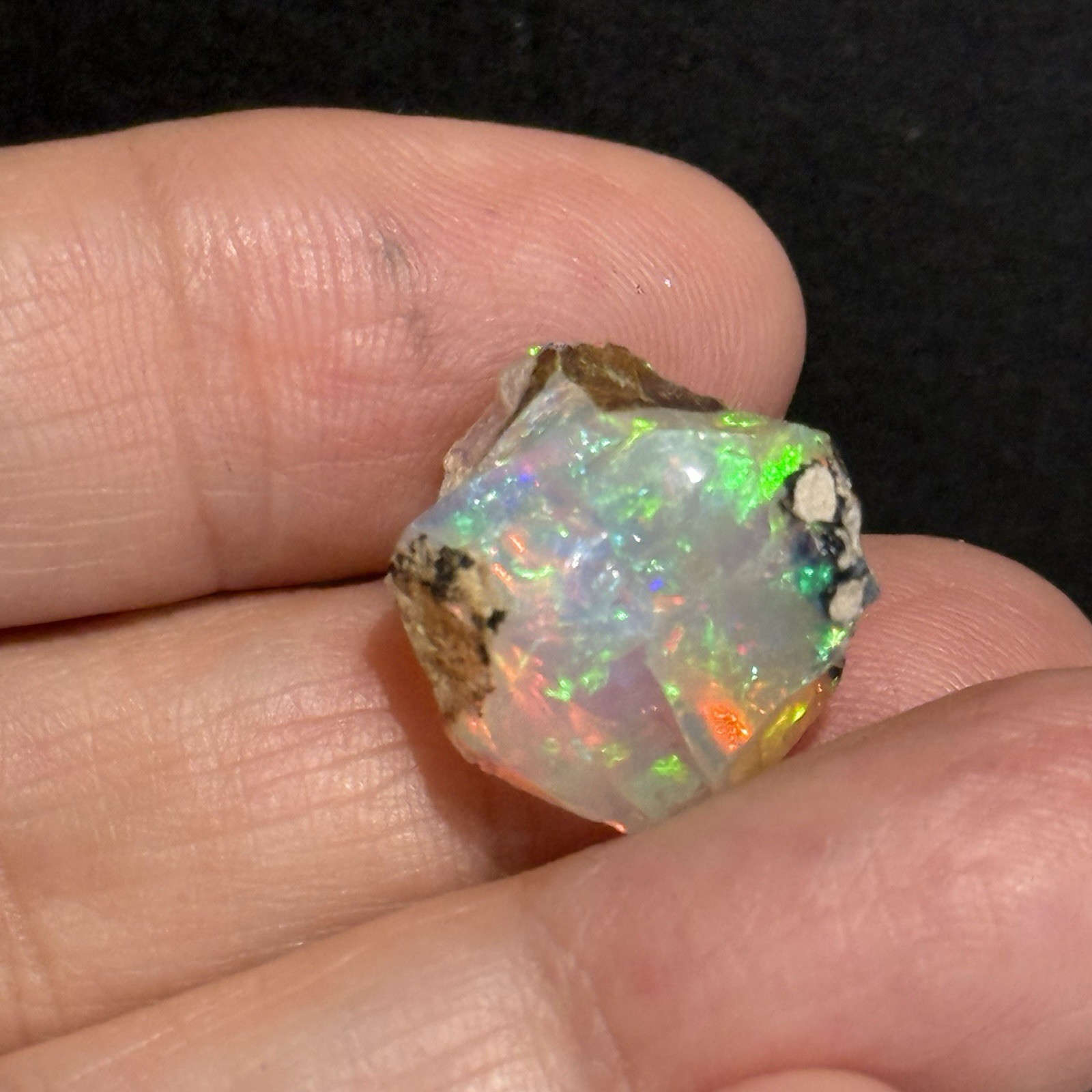 10.95ct 16.3×15.2mm Colorful Ethiopian Welo Opal Rough Rock Gem Wire Wrapping