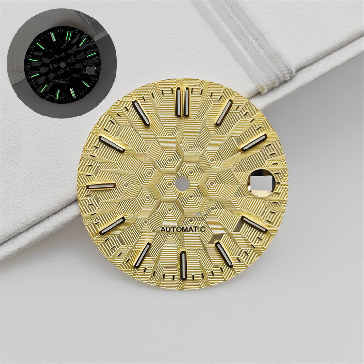 28.5mm Green Luminous No Logo Geometric Pattern Dial for NH35 NH36 Movement