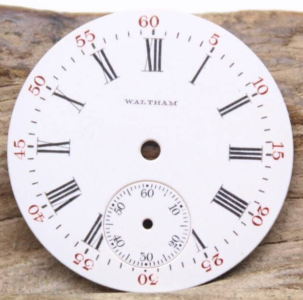 WALTHAM WATCH DIAL ROMAN NUMERAL INDICES WITH 5 MIN. INTERVALS 28mm WIDE (PH2)