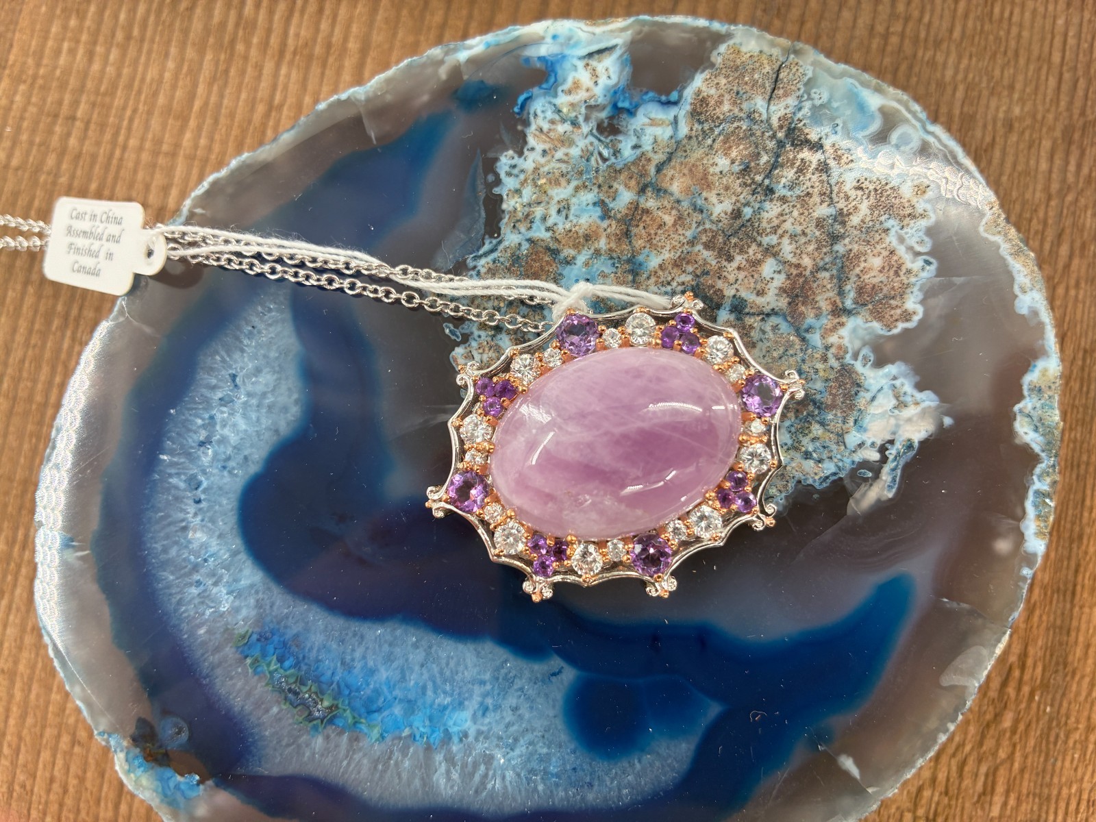Michael Valitutti Gems en Vogue Kunzite Amethyst Silver Palladium Necklace HN925