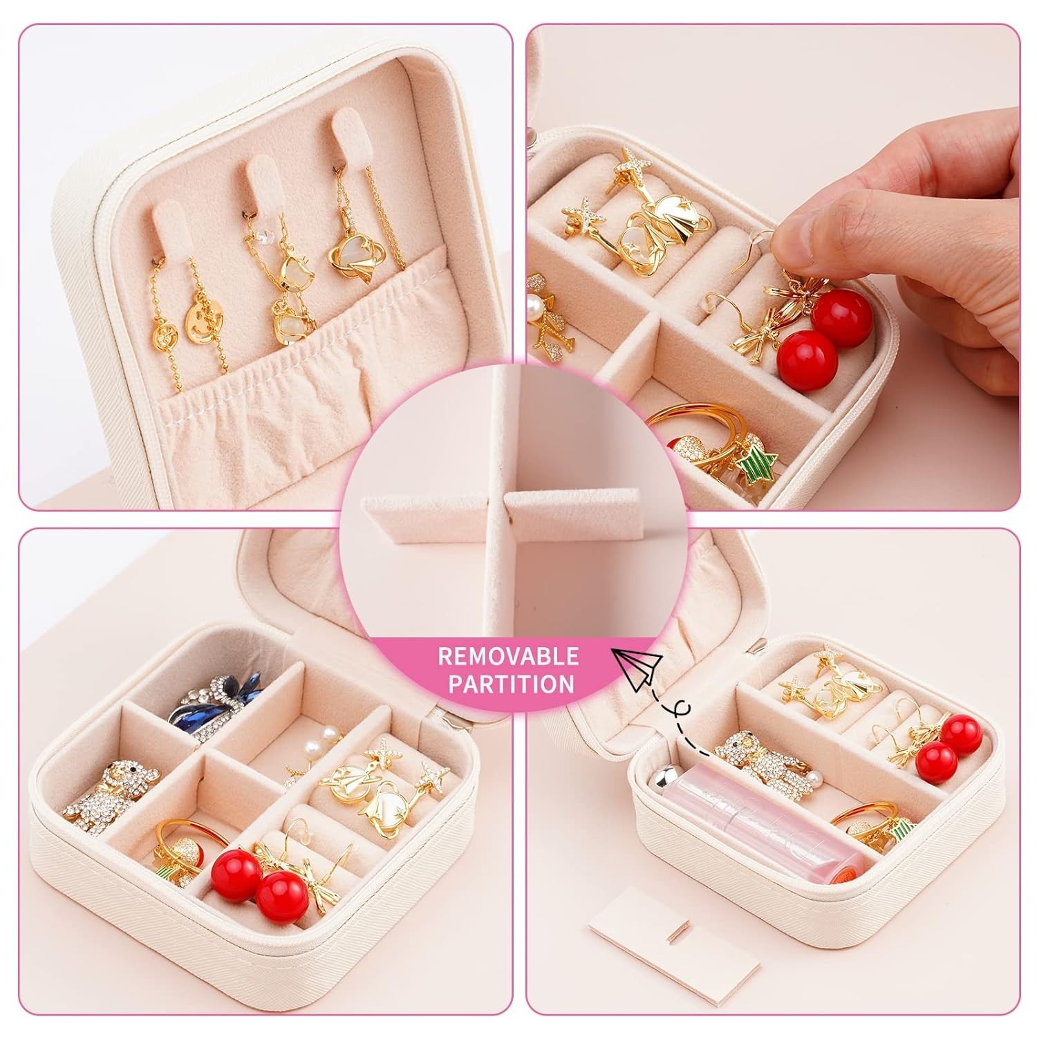 Elegant Portable Travel Jewelry Box with Mirror – Compact Organizer for Women