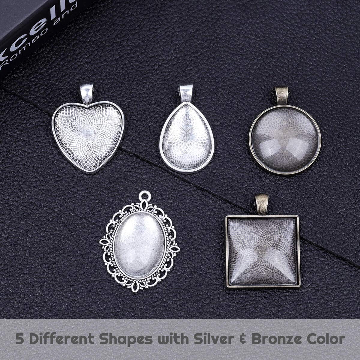 Anezus 60Pcs Pendant Trays, Bezel Trays Blanks Bronze,Clear,Silver
