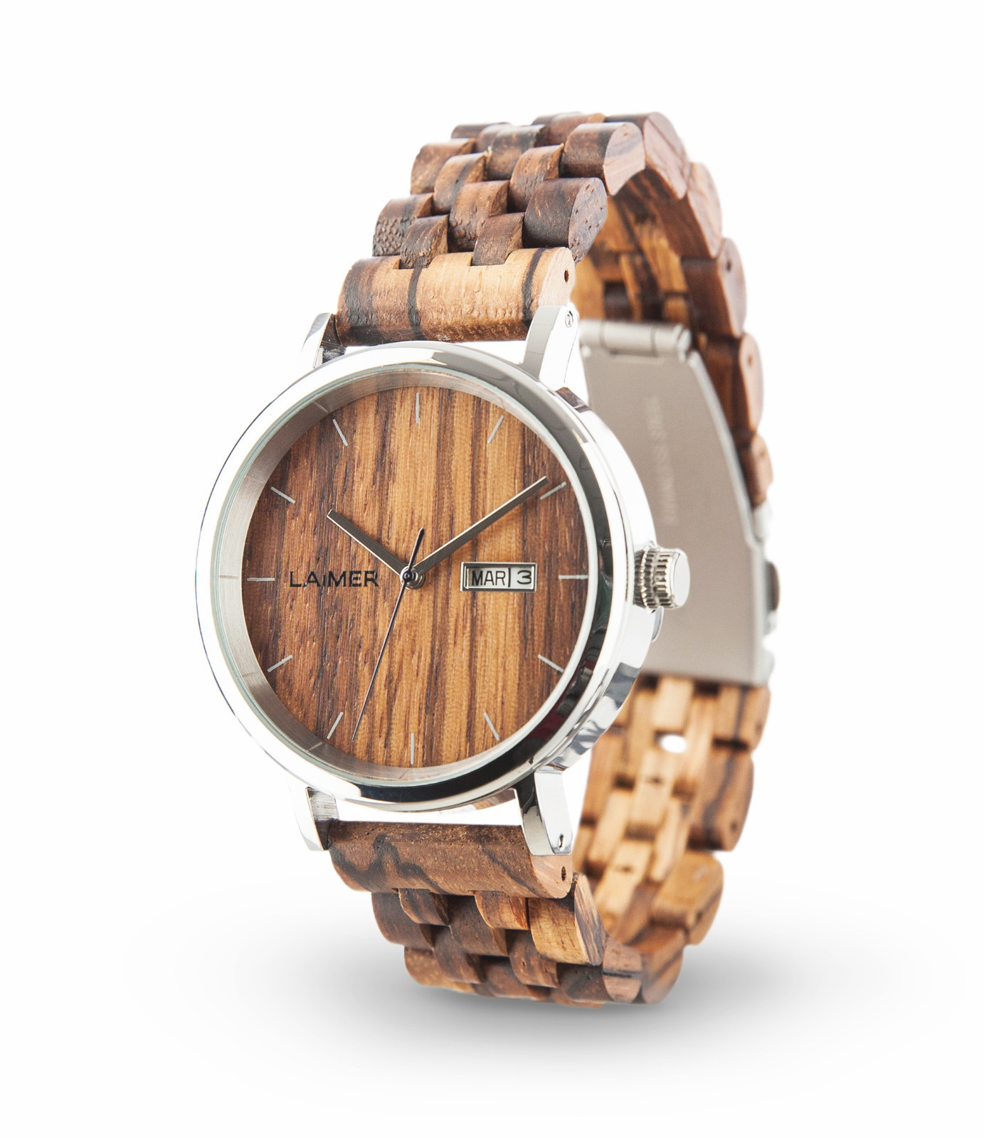 Laimer Wooden Watch Men’s Watch Automatic 0064 Roberto from Zebrano Wooden Men’s Watch