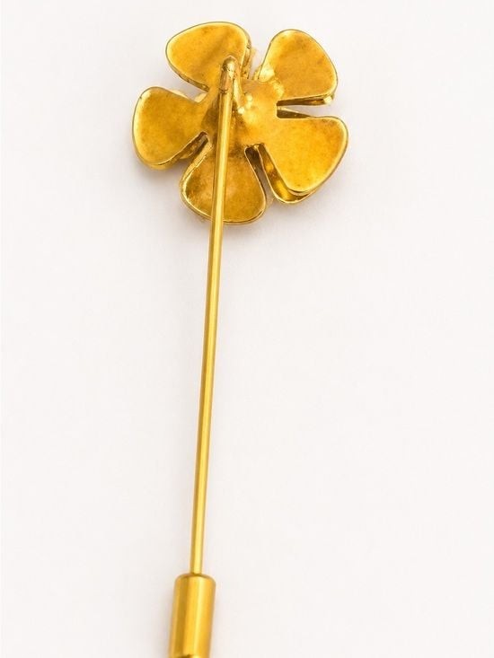 Vintage Gold Tone Flower Stick Pin with Faux Pearl Center