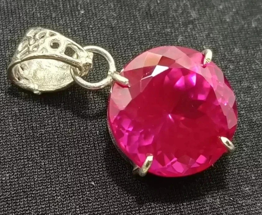 Certified 28 Ct Natural Pink Sapphire 925 Silver Pendant Loose Gemstone