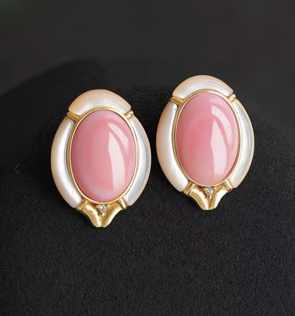 charming16-21mm natural pink conch pearl earring 925s(ryj)