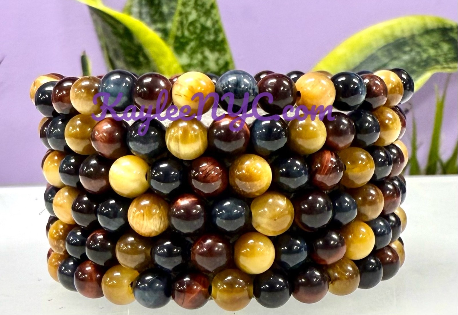 Wholesale Lot 6 Pcs Mix Tiger Eye 6mm 7.5” Crystal Healing Stretch Bracelet