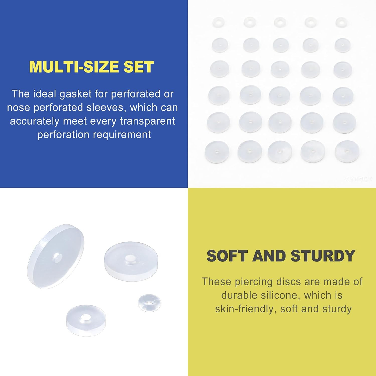200 Pcs Clear Silicone Piercing Discs for Piercing Bump 3/5/7/9mm, No Pull So…