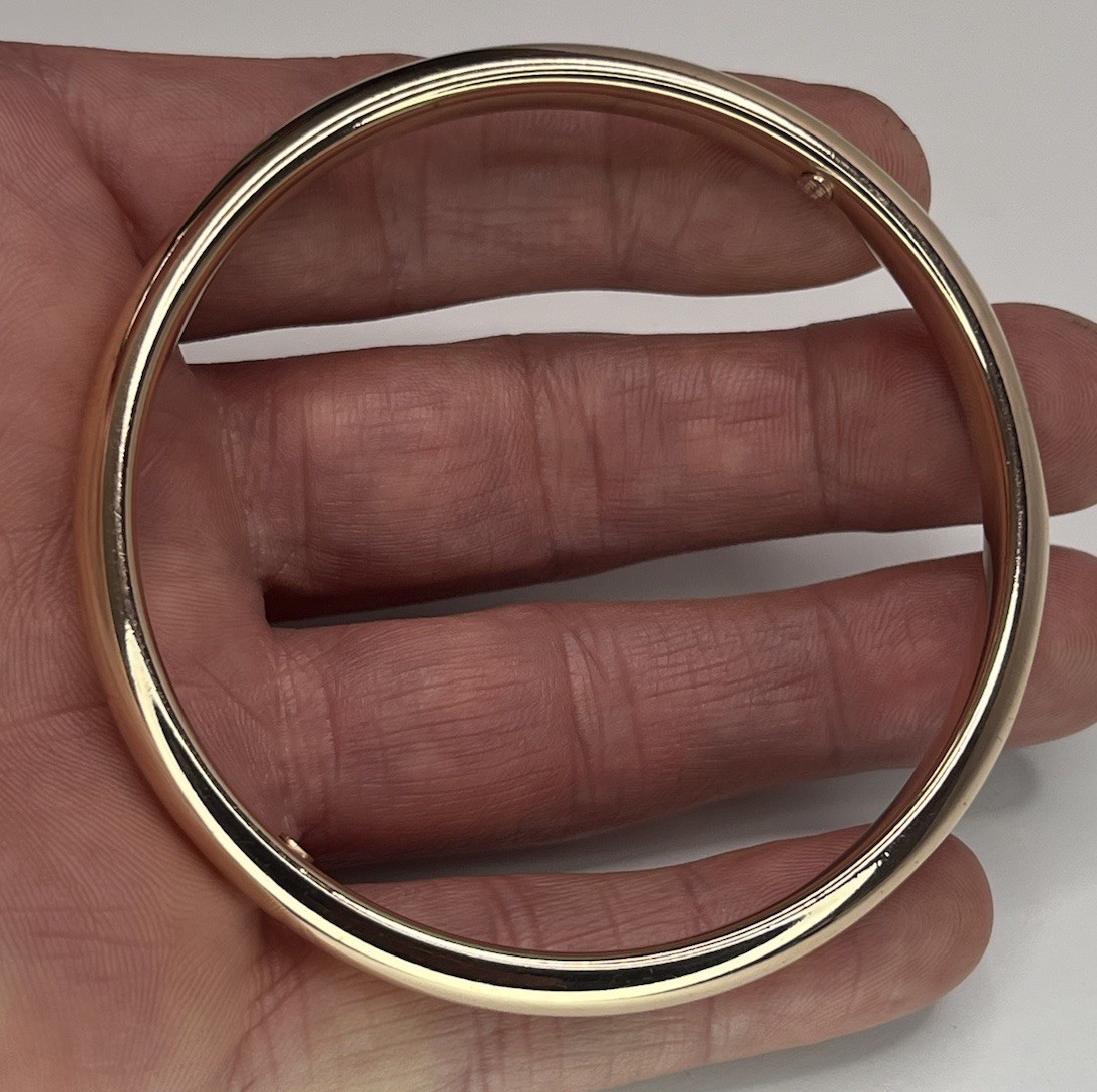 One Milor Italy 14K Rose Gold Over Resin Rounded Shape Oval Bangle Bracelet 8”