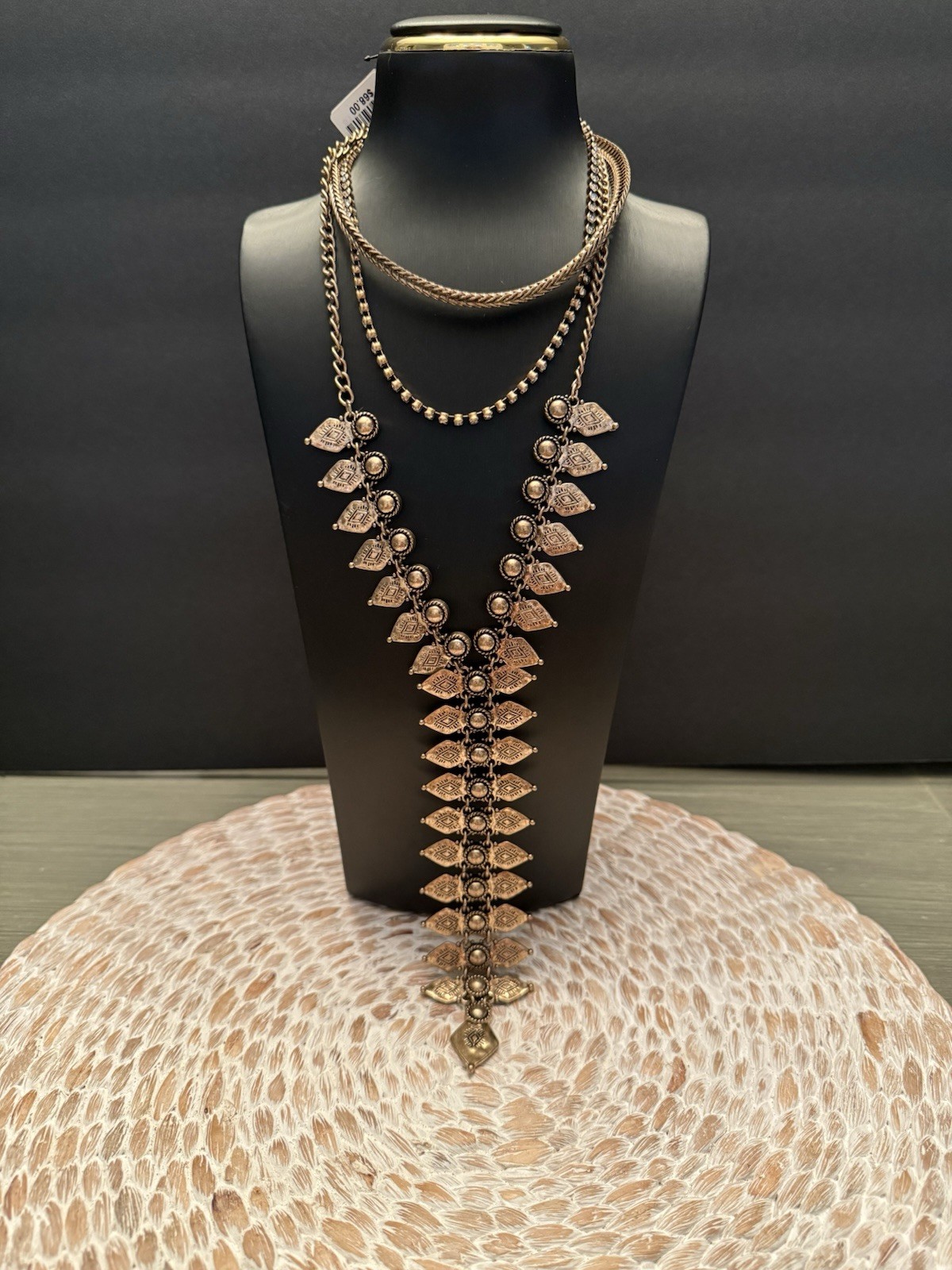 Free People Vintage Boho Heavy Necklace Gold Toned NWT J072