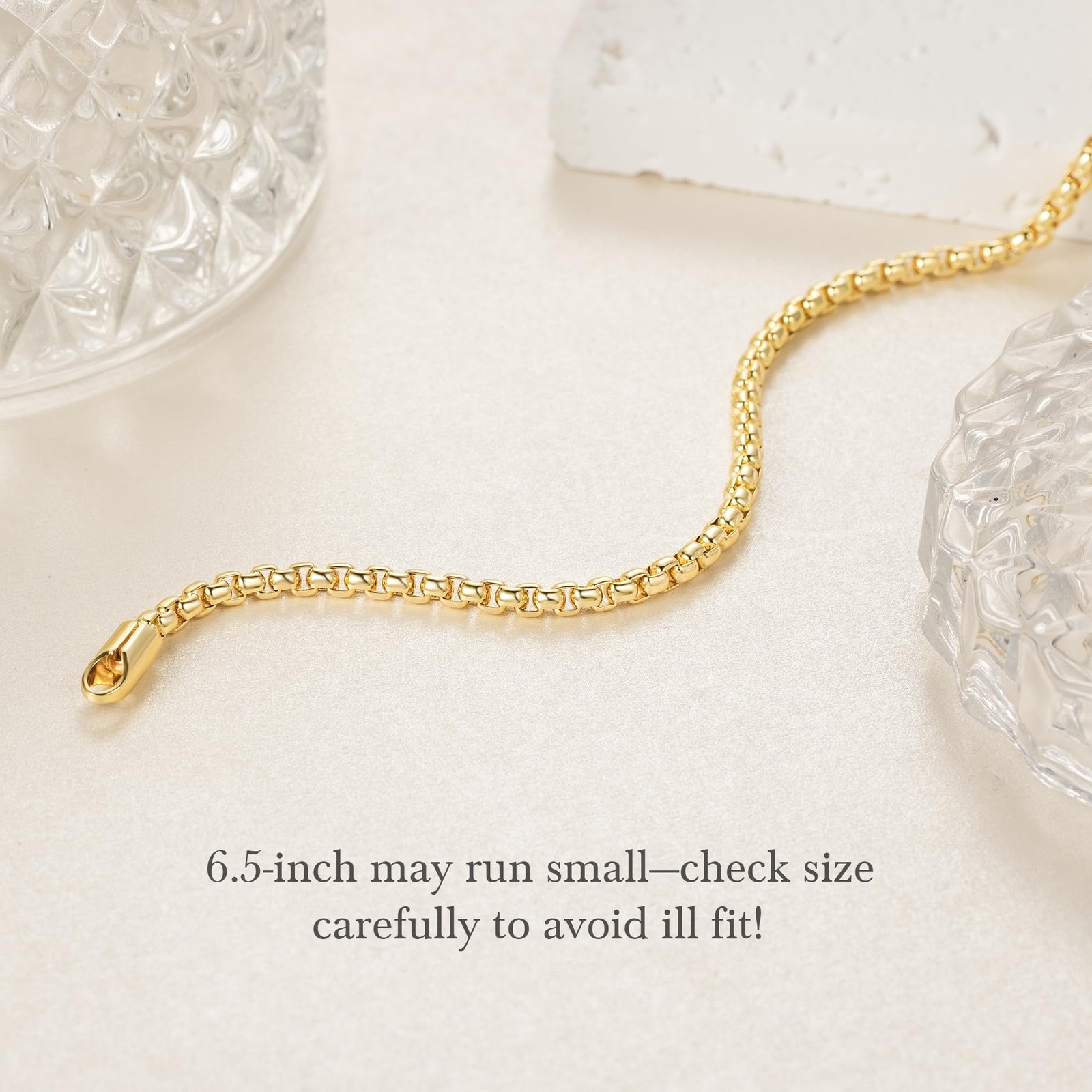 Gold Bracelets for Women Men Bracelet Square Rolo Round Box 14K Gold Chain Br…