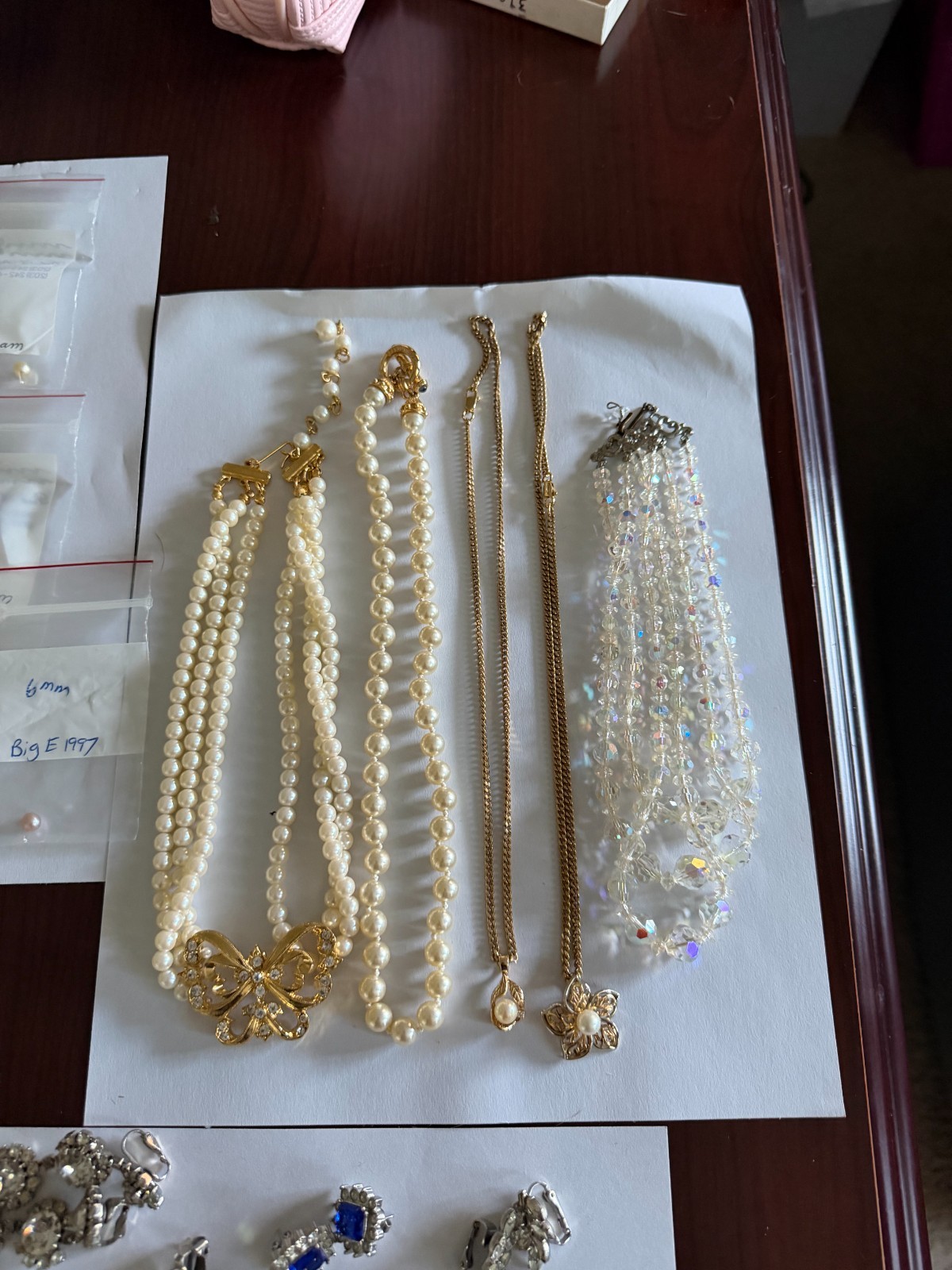 33 Pc Vintage Estate Jewelry Lot Pearl AB Crystal Rhinestone Watch Pick A Pearl