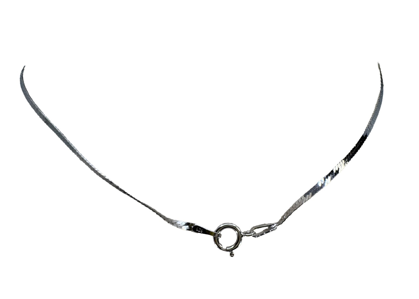 Solid 925 Sterling Silver 2mm Flat Herringbone Chain Necklace – 16″ 1.46g
