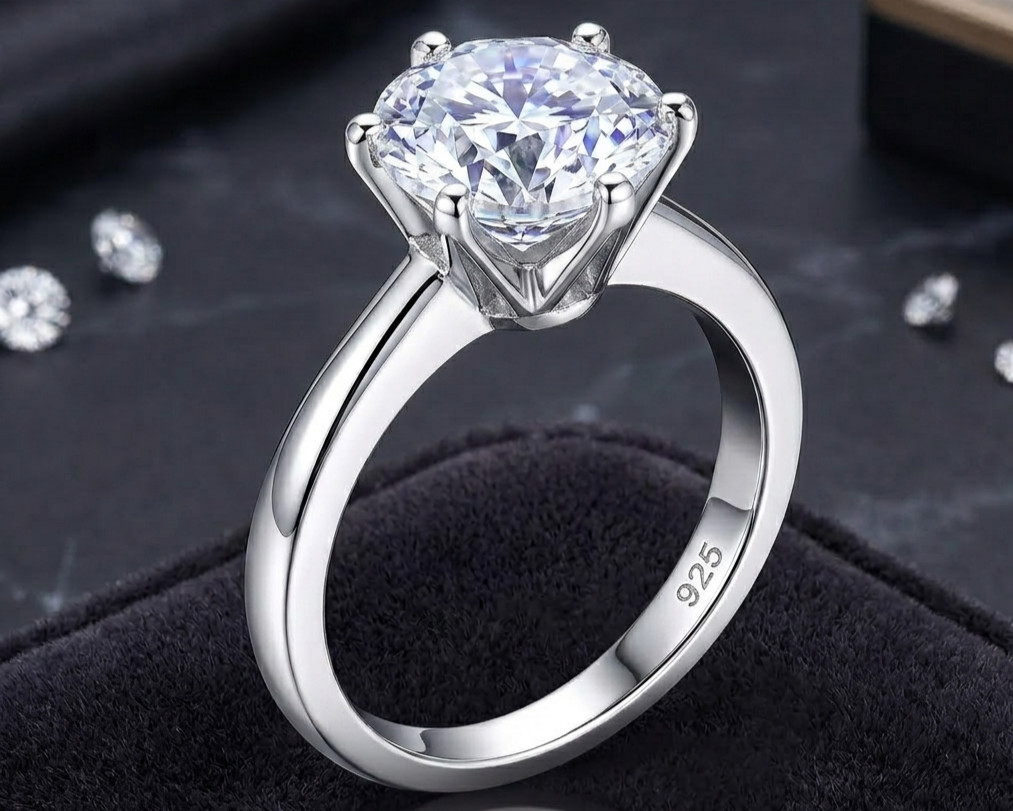 5.00 Ct Certified Round Cut White Natural Diamond Ring VVS1 White Gold Finish
