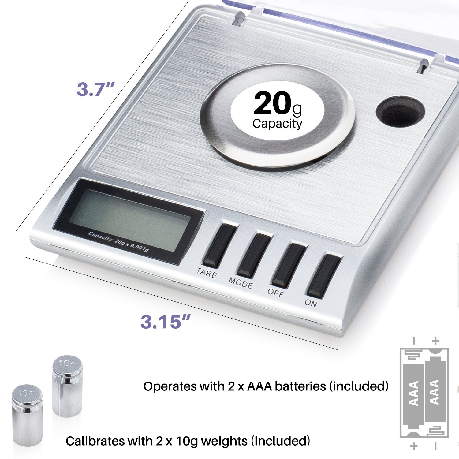 Smart Weigh GEM20-20g x 0.001 grams, High Precision Digital Milligram Jewelry…
