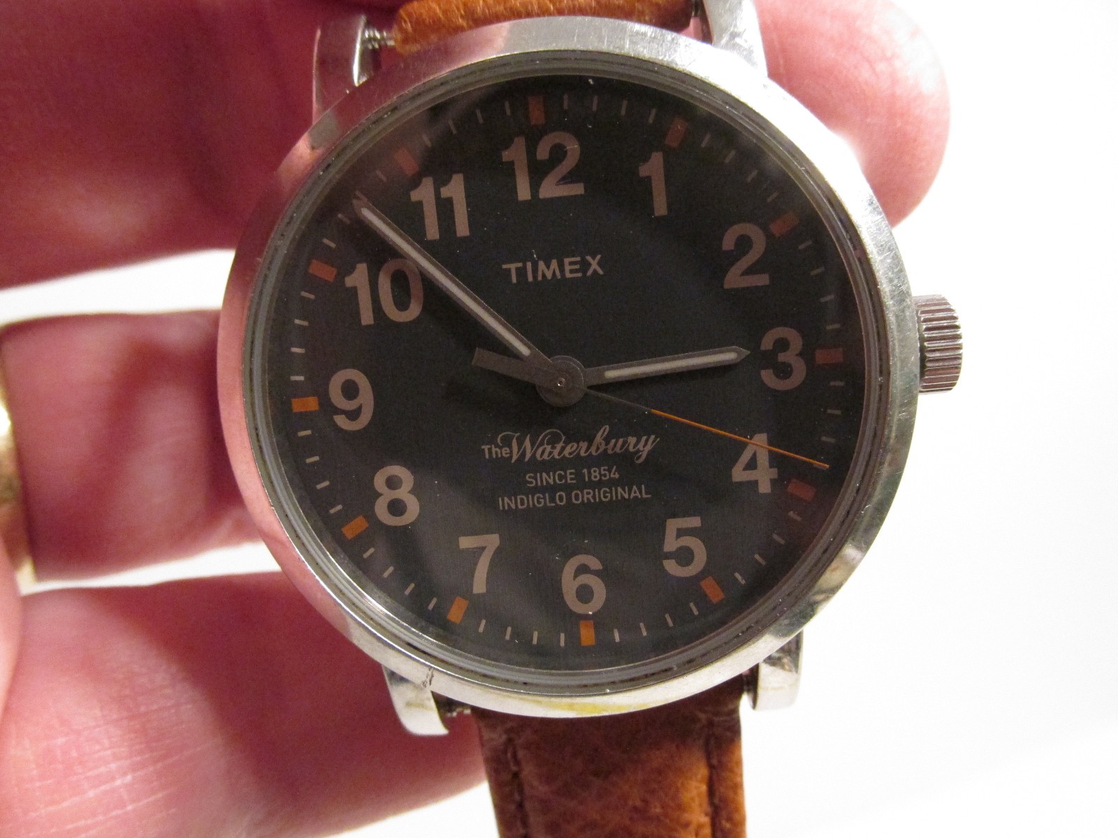 RARE VINTAGE MENS TIMEX THE WATERBURY 1854 INDIGLO WRIST WATCH RUNS TW2PS8700