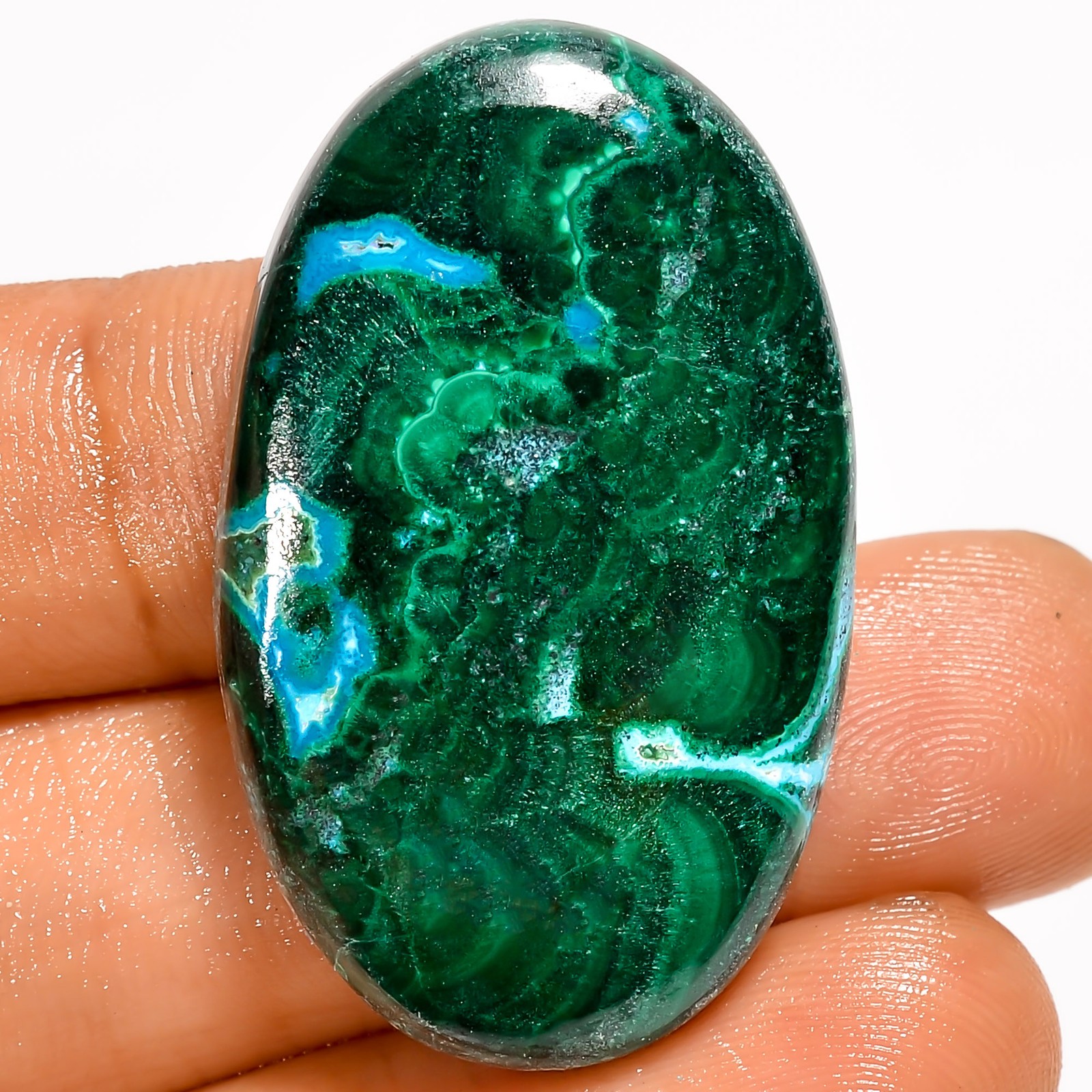 100% Natural Malachite Chrysocolla Oval Cabochon Gemstone 63 Ct 36X22X6mm UG4121
