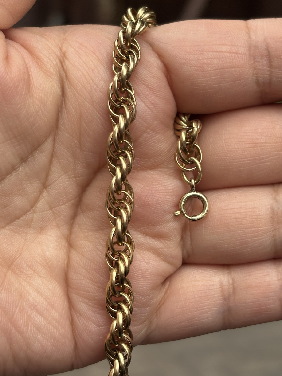 Vintage 12K Gold Filled Rope Chain Bracelet 1/20 GF Twisted Link 7.5”