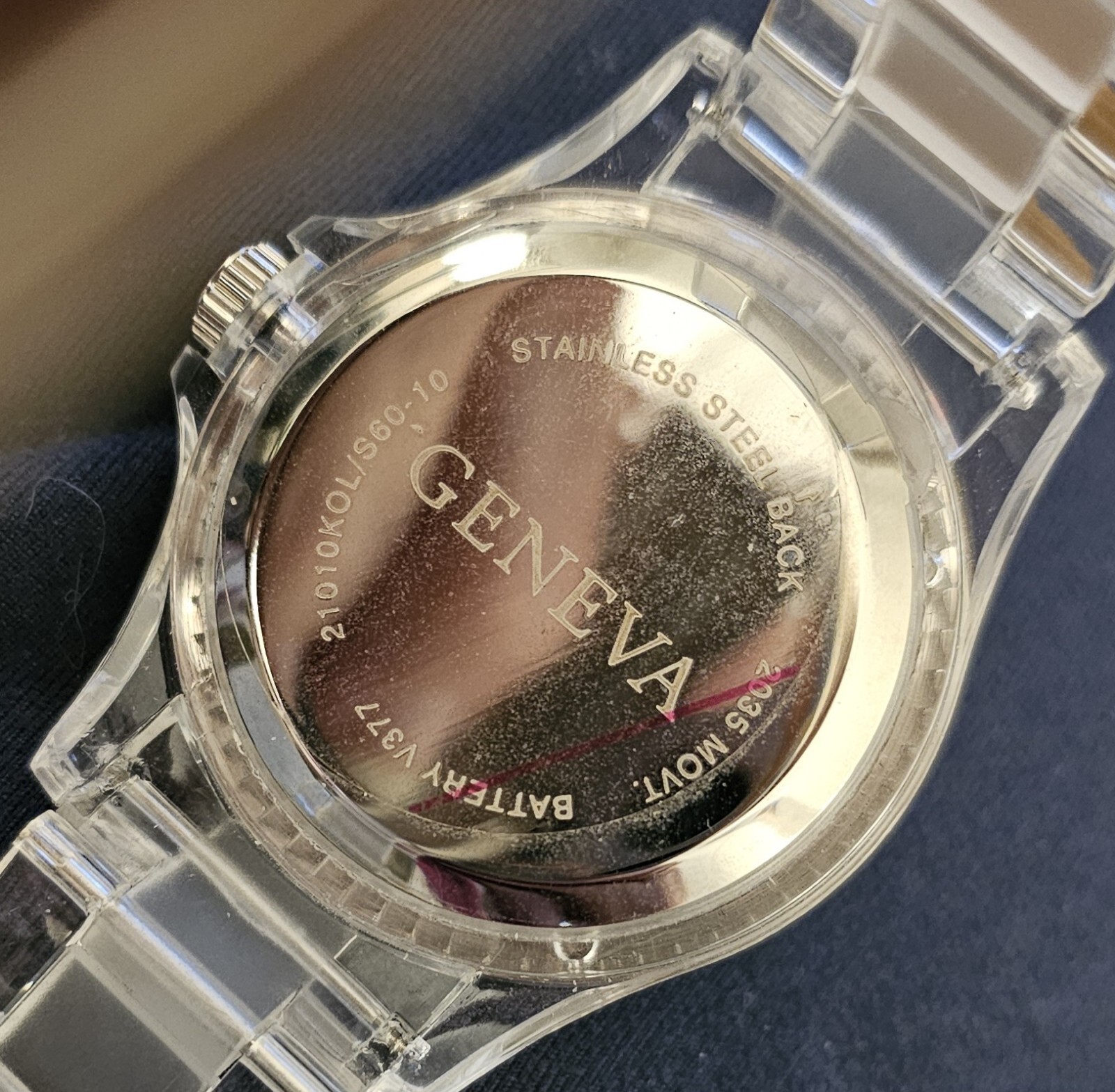 Geneva Ladies Analog Watch, With Clear Wrist Band