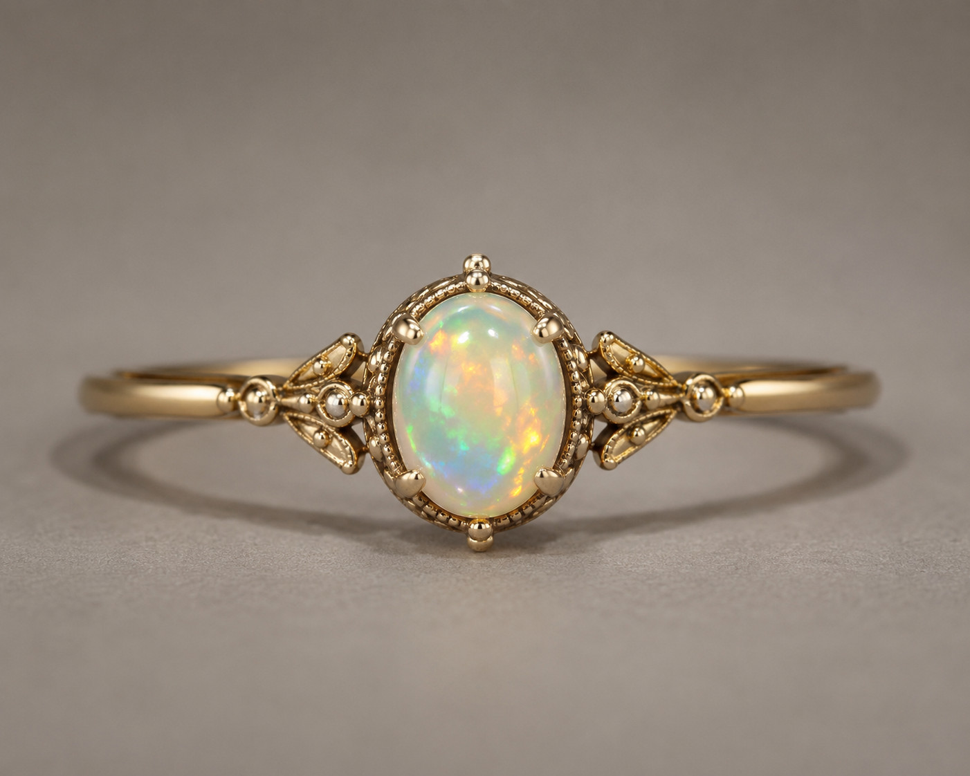 Natural Opal Ring Oval Opal Silver Ring Handmade Gift for Women