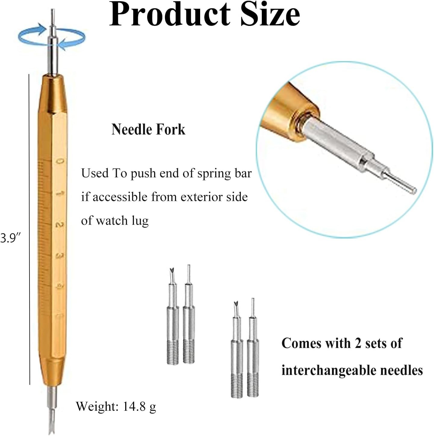 Compact Watch Band Tool Kit with Integrated Ruler & Backup Forks – Gold Accent