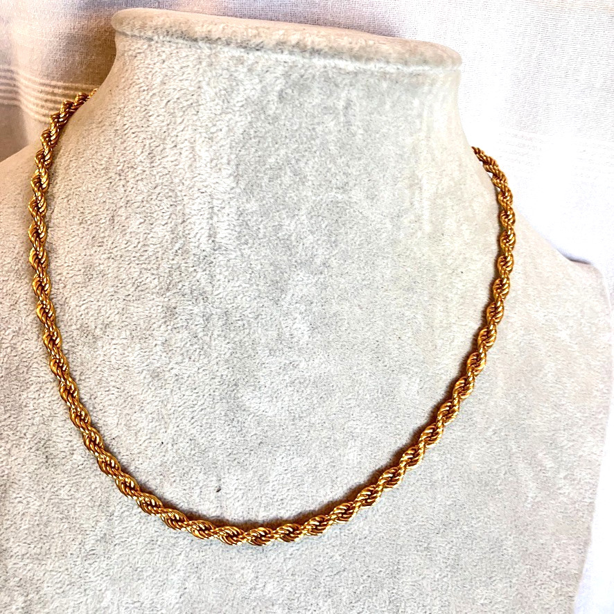 Monet rope chain necklace gold plated metal 51cm vtg unisex costume jewellery