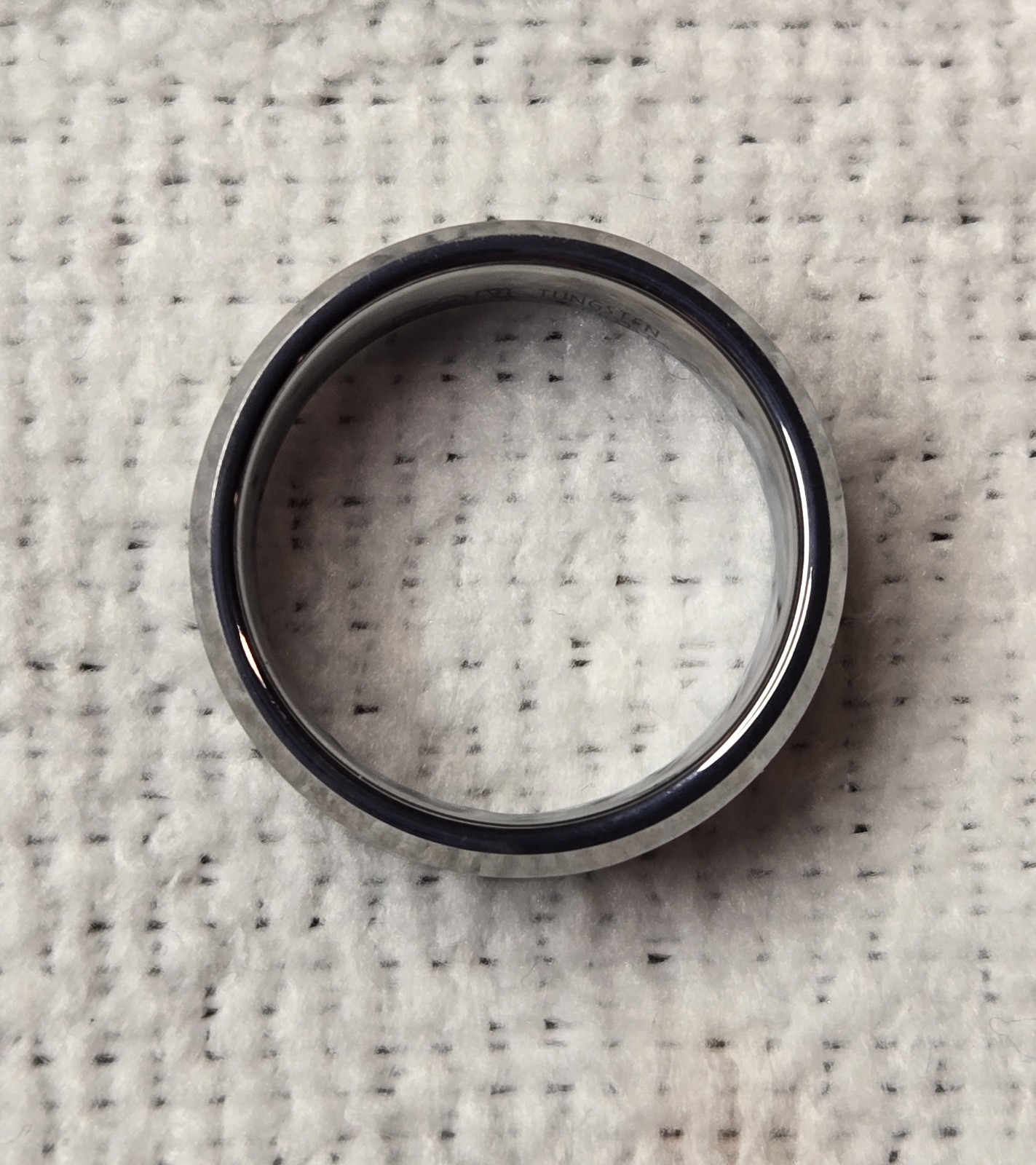 TRITON Tungsten With Carbide Inlay Men’s Ring Size 10 With Single Diamond