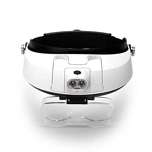 AZFUNN 1X to 6X Headband Magnifier Head Mount Magnifying Glass with LED Light